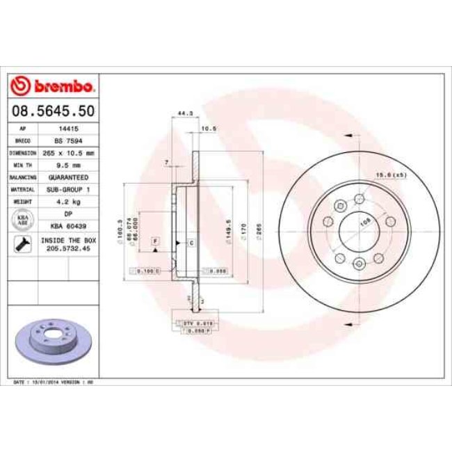 2 Disques De Frein Brembo 08.5645.50