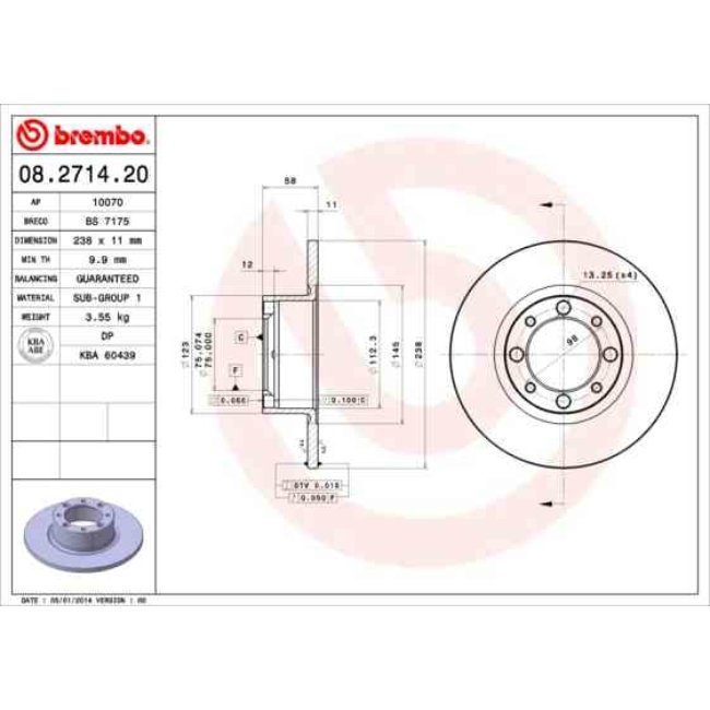 2 Disques De Frein Brembo 08.2714.20