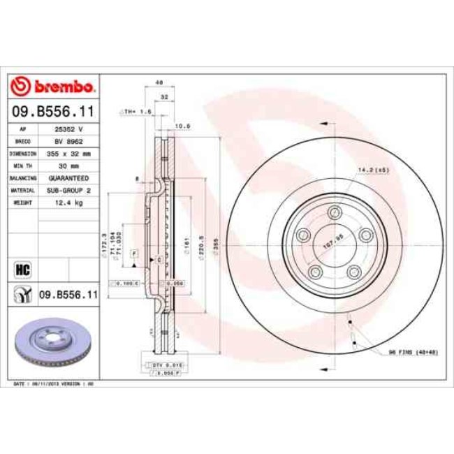 1 Disque De Frein Brembo Vernis Uv 09.b556.11