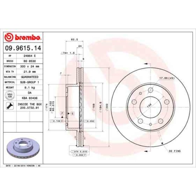 2 Disques De Frein Brembo 09.9615.14