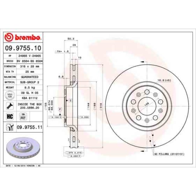 2 Disques De Frein Brembo Vernis Uv 09.9755.11