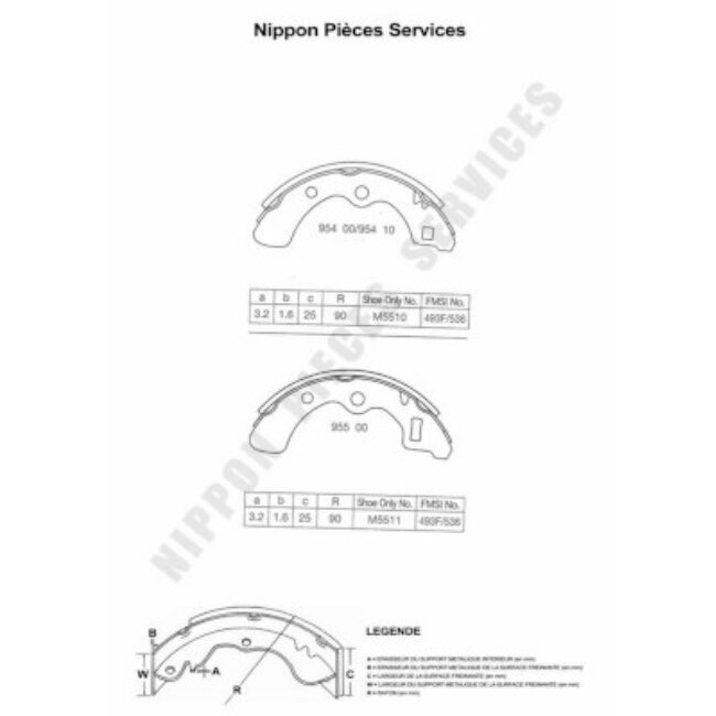 Jeu De 4 Mâchoires De Frein Nps H350a02