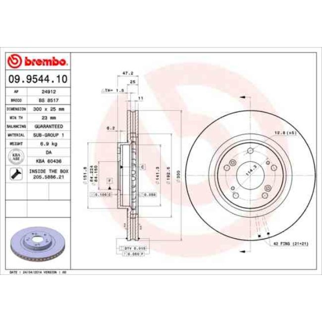 2 Disques De Frein Brembo Vernis Uv 09.9544.11
