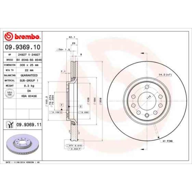2 Disques De Frein Brembo Vernis Uv 09.9369.11