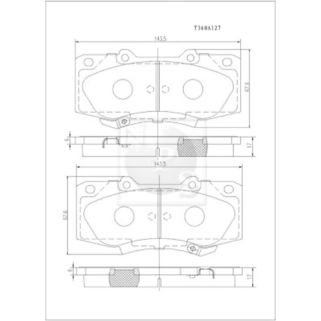 4 Plaquettes De Frein Nps T360a127