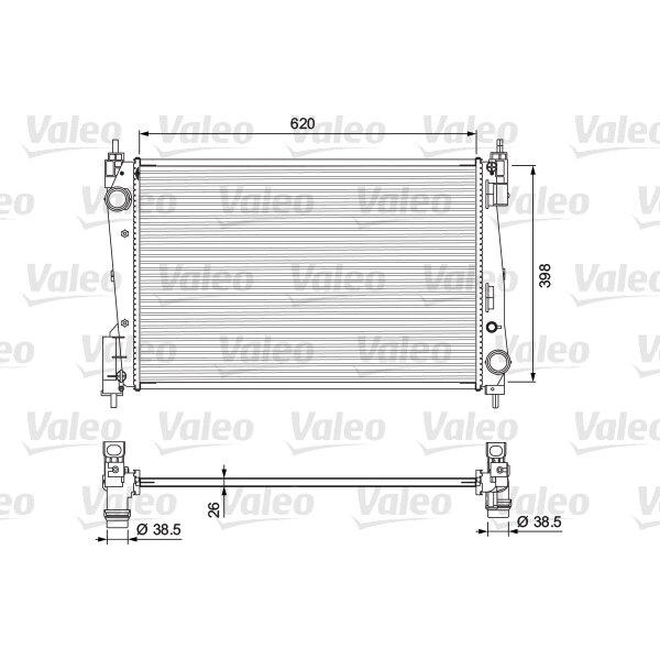Radiateur Moteur Valeo 731498 - Compatible Citroën, Peugeot, Lada - Aluminium Avec Vase