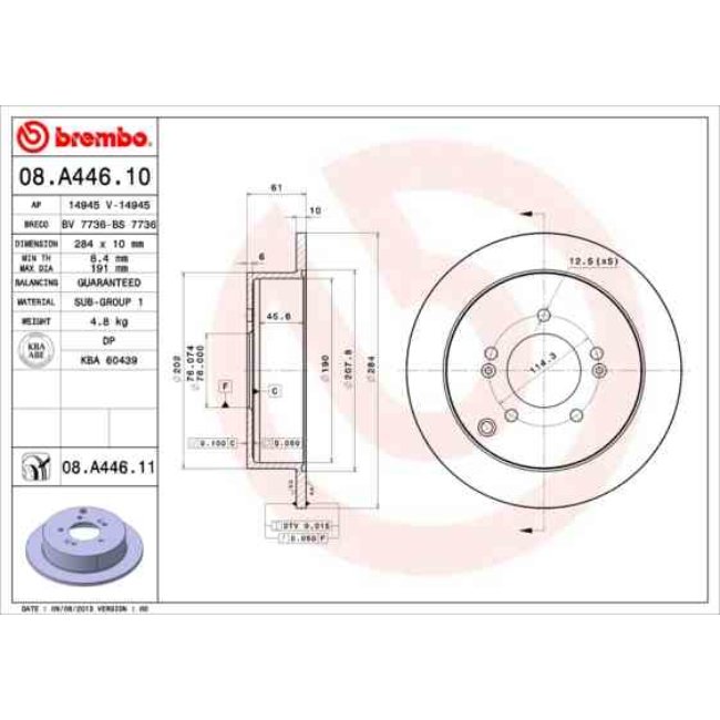 2 Disques De Frein Brembo Vernis Uv 08.a446.11