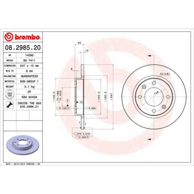 2 Disques De Frein Brembo 08.2985.20