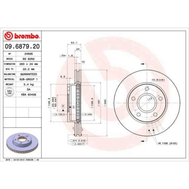 2 Disques De Frein Brembo 09.6879.20