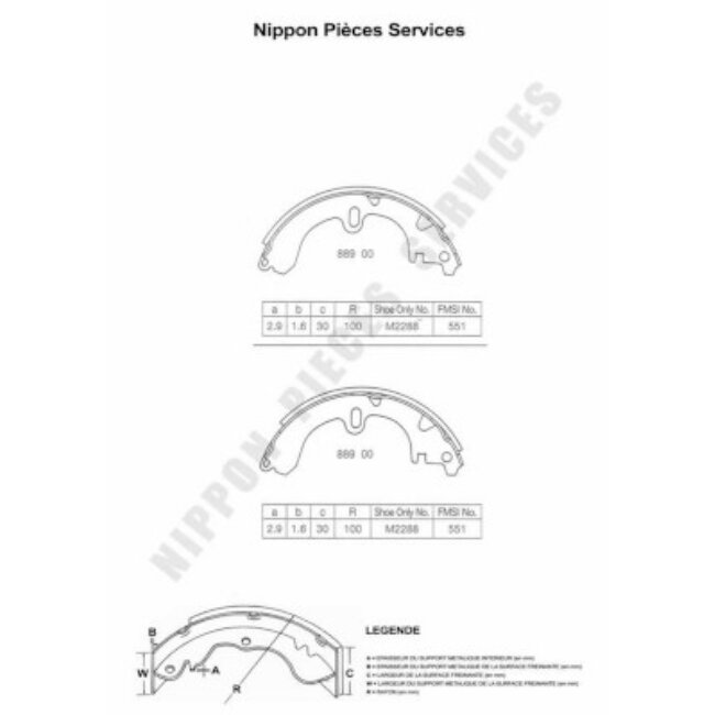 Jeu De 4 Mâchoires De Frein Nps T350a34