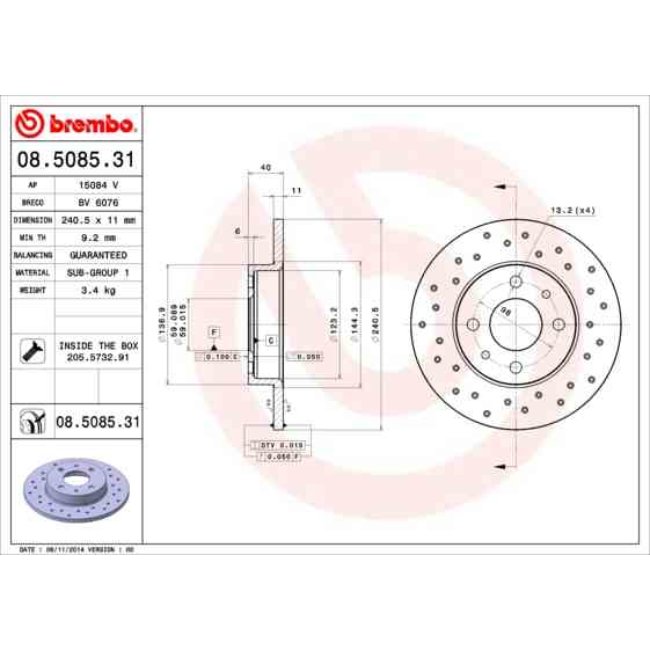 2 Disques De Frein Brembo Vernis Uv 08.5085.31