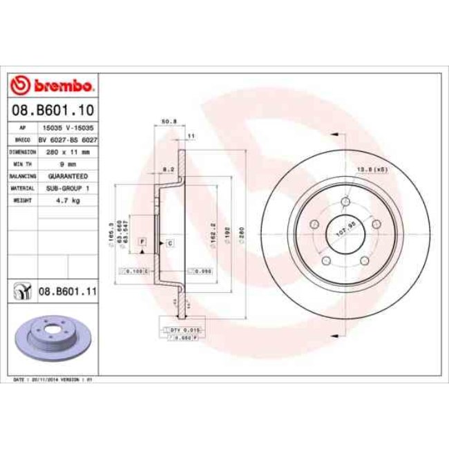 2 Disques De Frein Brembo Vernis Uv 08.b601.11