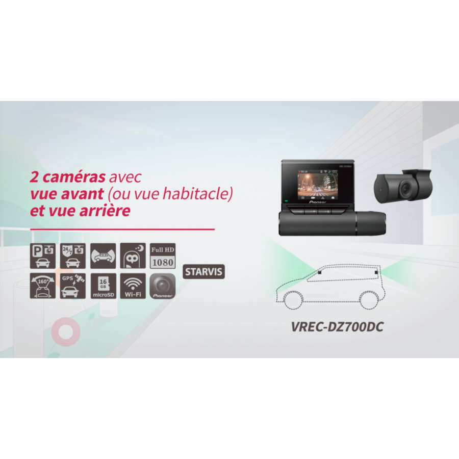 Dashcam PIONEER VRECDZ700DC avant/arriere Norauto.fr